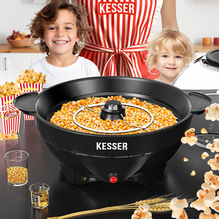 KESSER® Popcornmaschine Gross 800W Popcorn-Maker 5,5l Inhalt mit Antihaftbeschichtung Deckel & Servi