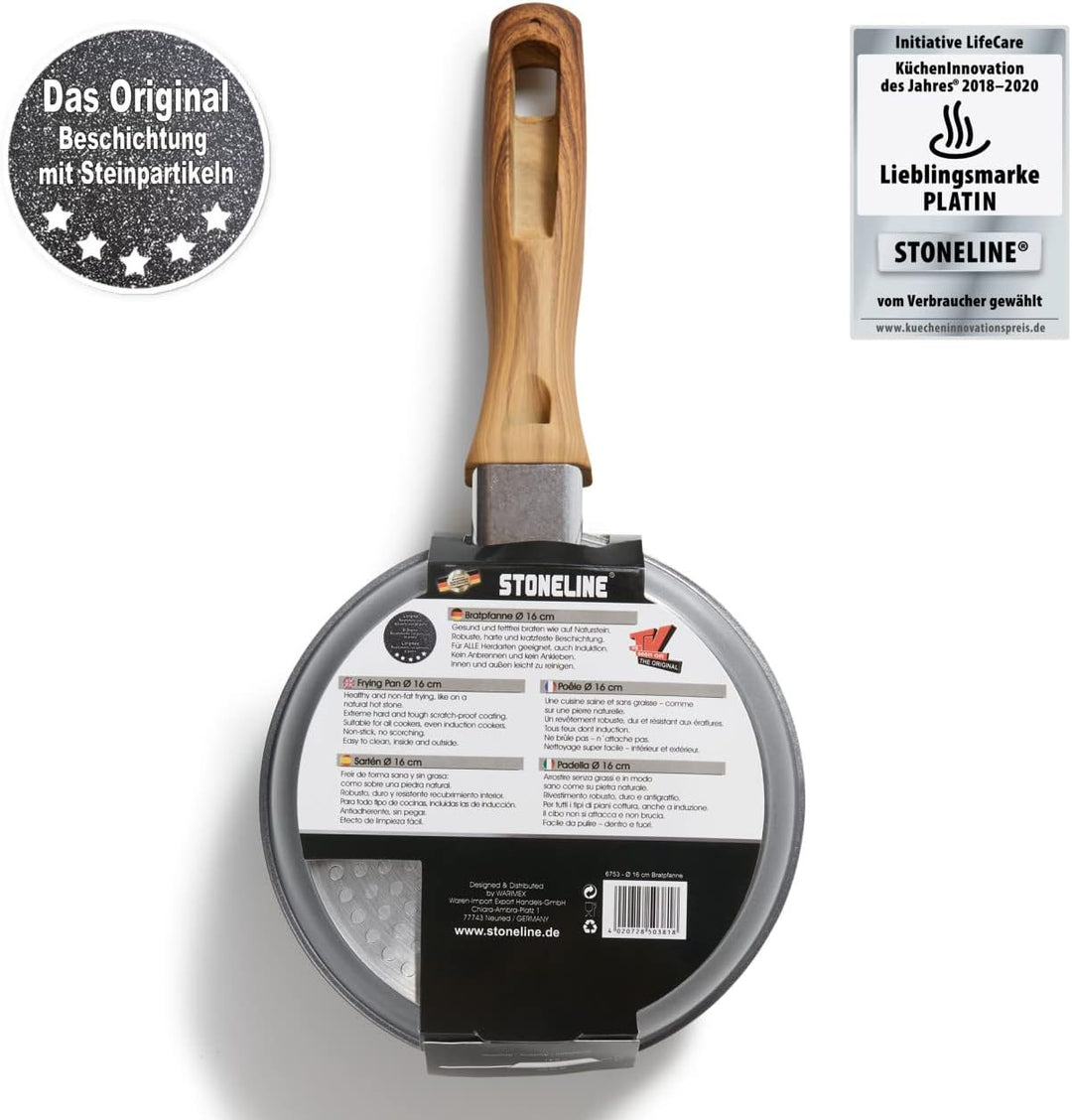 STONELINE Back to Nature Bratpfanne, 16 cm, antihaftbeschichtete Pfanne mit echten Steinpartikeln, a