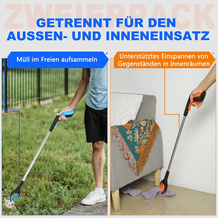 2 Stück 81 cm Greifer für Senioren - Greifzange Müllzange - Drehbar Müllgreifer - Greifer Kinder - V