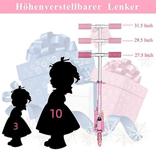 TENBOOM Roller Kinder ab 3 Jahre, 2 Räder Klappbar Scooter,3 Höhenverstellbare Kinderroller,Led-räde