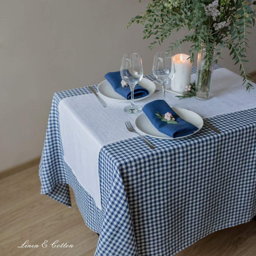 Linen &amp; Cotton Tischläufer Stoff Tischband Tischdeko Hygge 100% Leinen, Weiss Weiss (40 x 130 cm) Kl