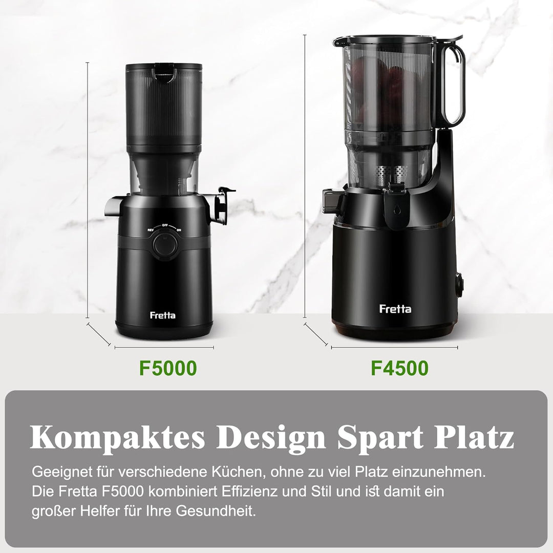 Entsafter Gemüse und Obst Testsieger,Fretta 200W Entsafter Slow Juicer,Entsafter Elektrisch,108-mm F