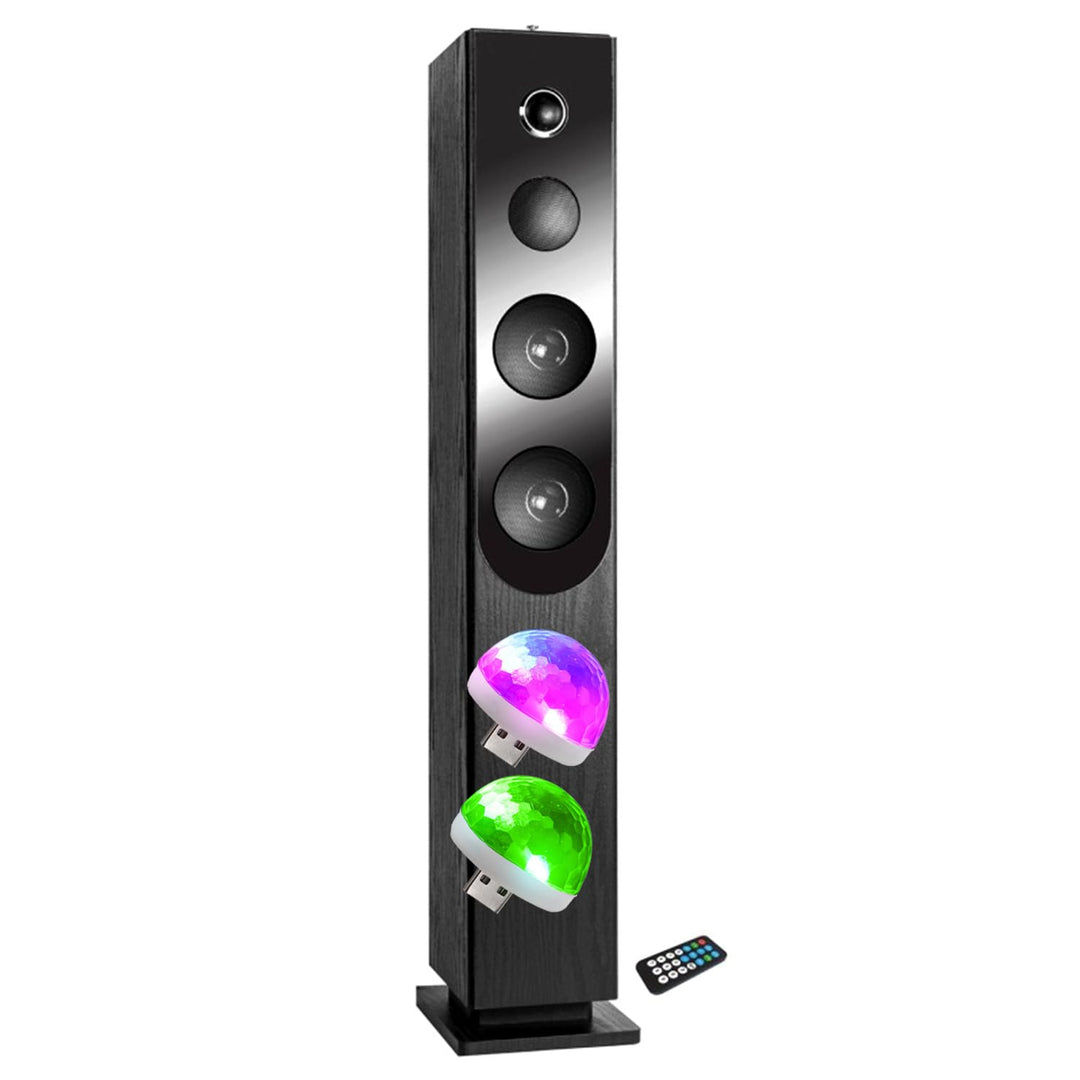Soundturm mit Blacktower-CD-Player, Bluetooth, FM-Radio und USB, 100 W, Fernbedienung, Lichtspiel, 2