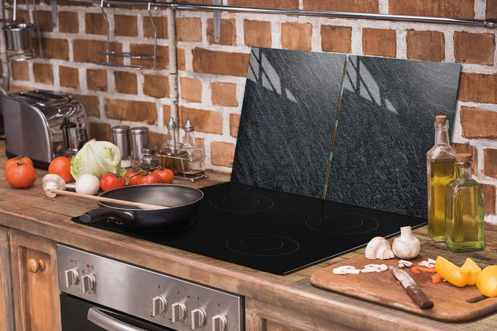 DarHaus Herdabdeckplatten tweiteilig 100x52 cm Ceranfeld Abdeckung Glas Spritzschutz Abdeckplatte Gl
