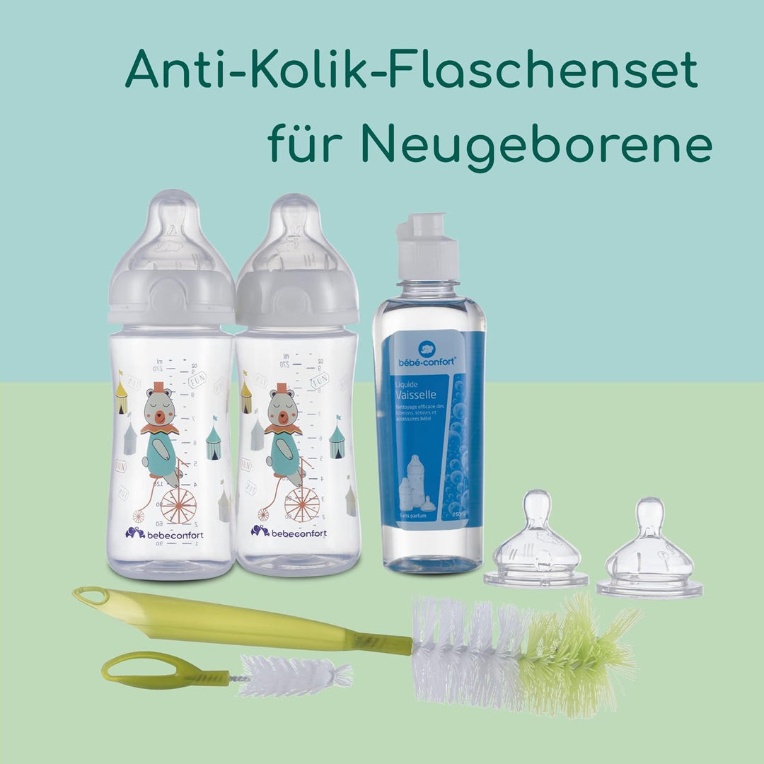 Bebeconfort Emotion Geburtsset, inklusive Babyflaschen Geschenkset 2 Babyflaschen 270 ml, 2 Sauger,