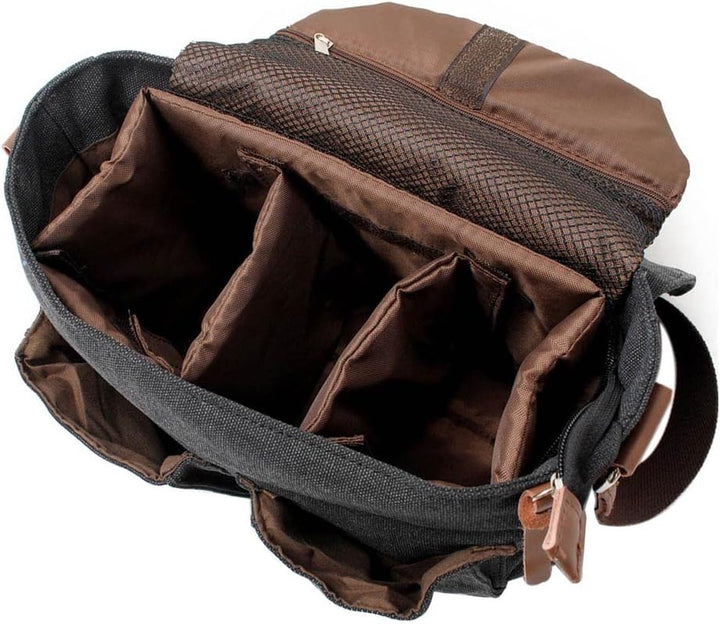 Neuleben Kameratasche Schultertasche mit abnehmbarem Kamerafach Vintage klein Umhängetasche Canvas f