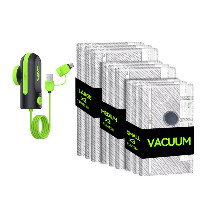 Vakuumbeutel für Kleidung mit Pumpe, 9 Stück Vakuumiergerät Kleidung, Vakuumbeutel für Bettdecken, K