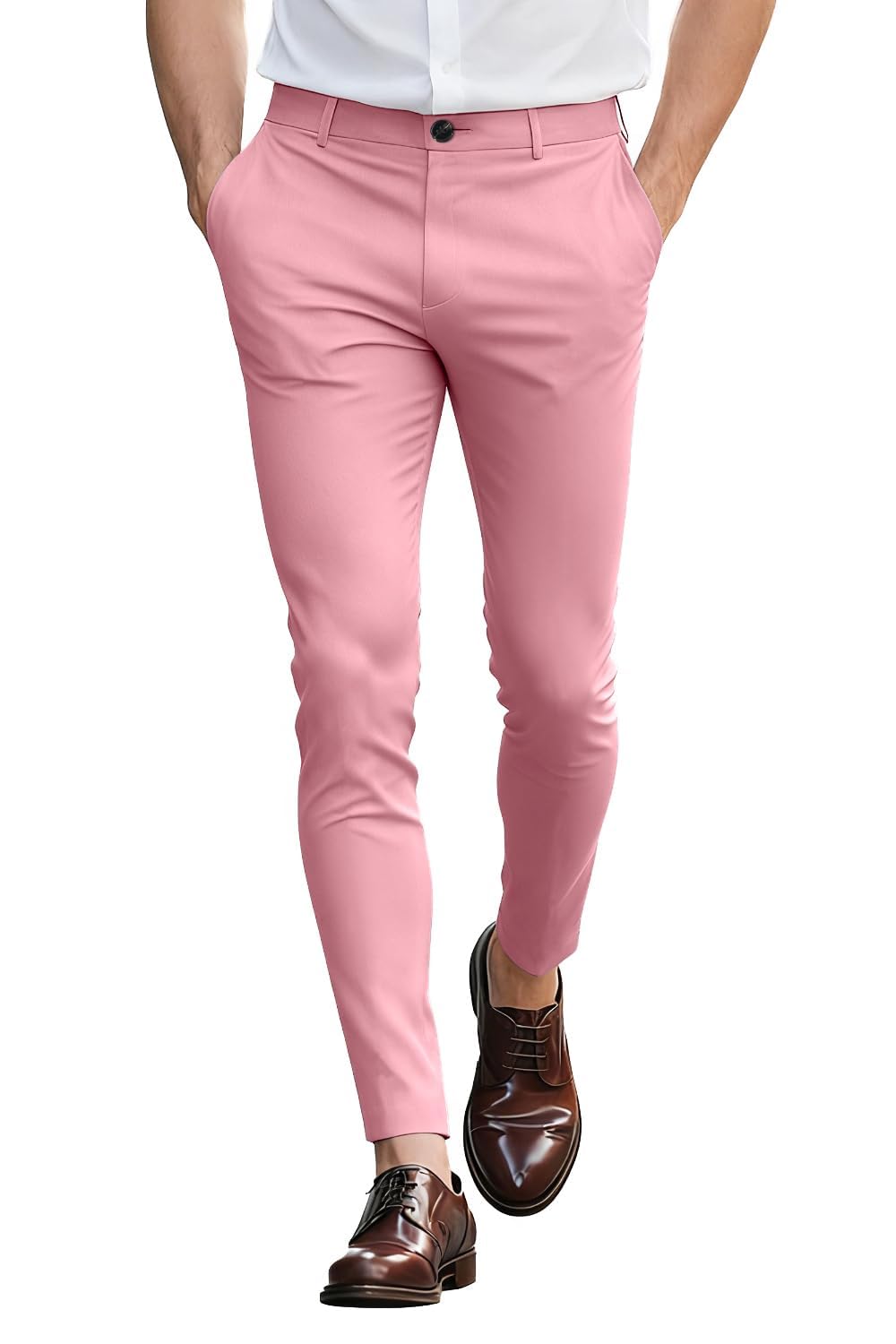 GINGTTO Herren Chino Hose Skinny Chinohose Casual mit Stretch Designer Hose Stoffhose, 30W / 30L Ros
