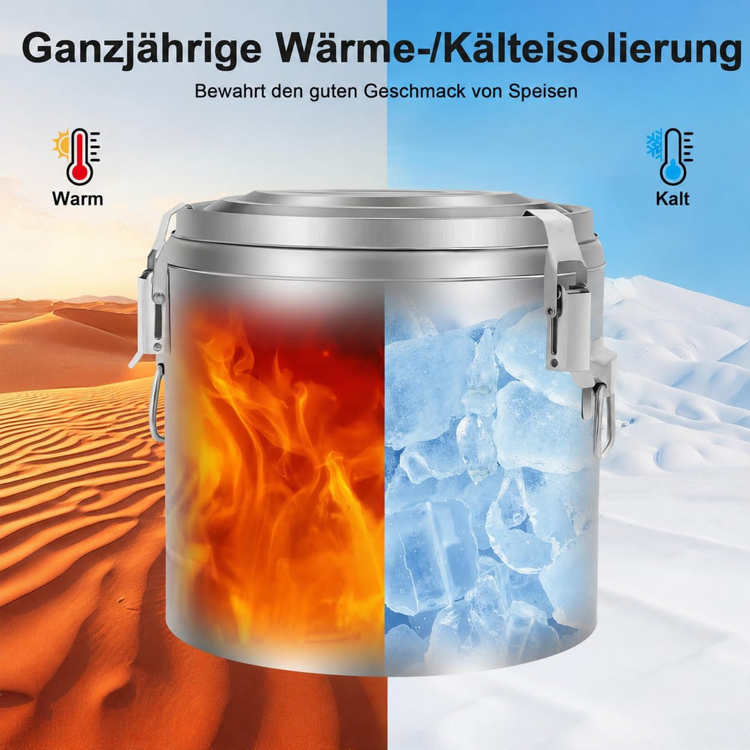 MINRS 10L Transport Thermobehälter, Profi Gastro Edelstahl Thermotransportbehälter mit Tragegriffen,