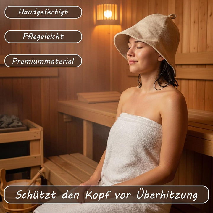 Sauna Hut Damen Perfekte Saunamütze aus Weicher Frottee Damen - ideale Sauna Kopfbedeckung Saunahut