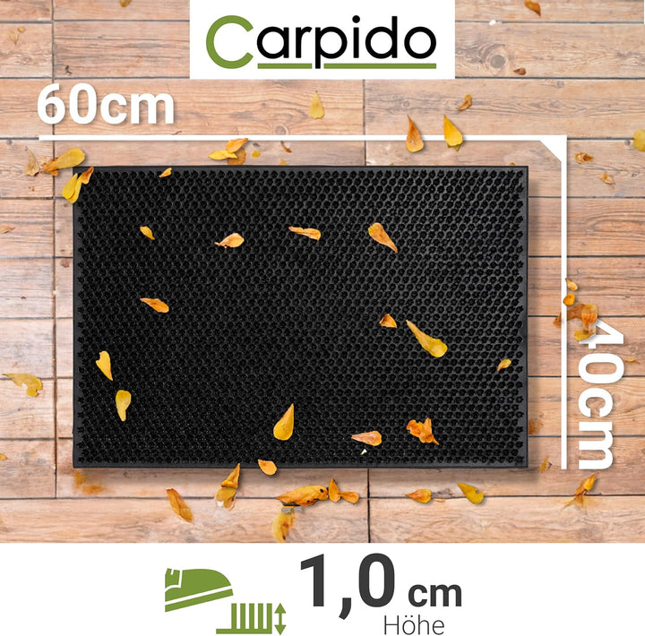 Carpido Wetterfeste Fussmatte Garten - Schwarz 40x60 cm - Outdoor Schmutzfangmatte - Türmatte leicht