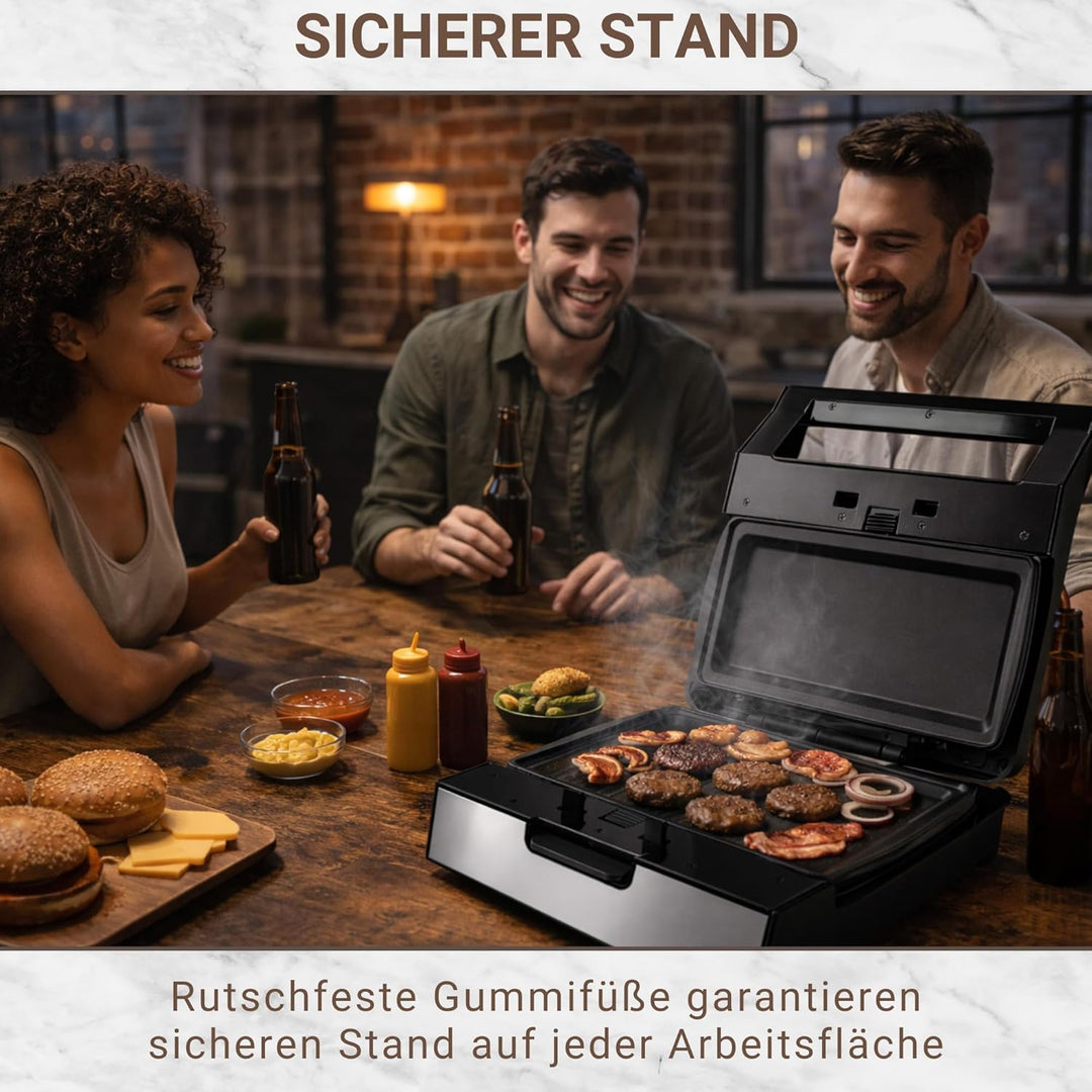 Syntrox Teppanyaki Grill mit Wechselplatten, Edelstahl, schnelles Aufheizen, Antihaftbeschichtet, ve