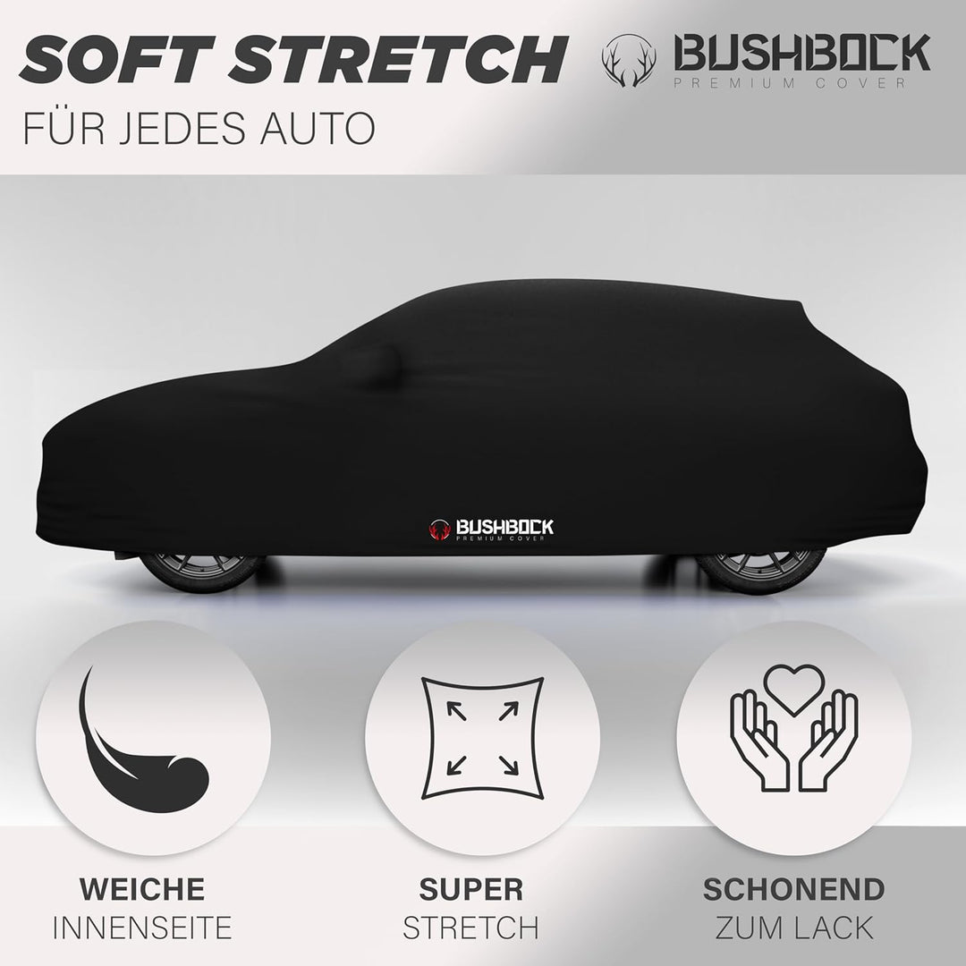 BUSHBOCK® Premium SUV Abdeckung Indoor - Satin Schutzhülle Stoff - Abdeckplane Autoplane Autogarage
