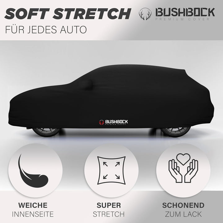 BUSHBOCK® Premium SUV Abdeckung Indoor - Satin Schutzhülle Stoff - Abdeckplane Autoplane Autogarage