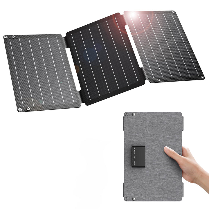 30W Solarladegerät, BigBlue Tragbares Solarpanel mit DC-Anschlüssen, Schnellladung 18W USB-C/USB-A Q