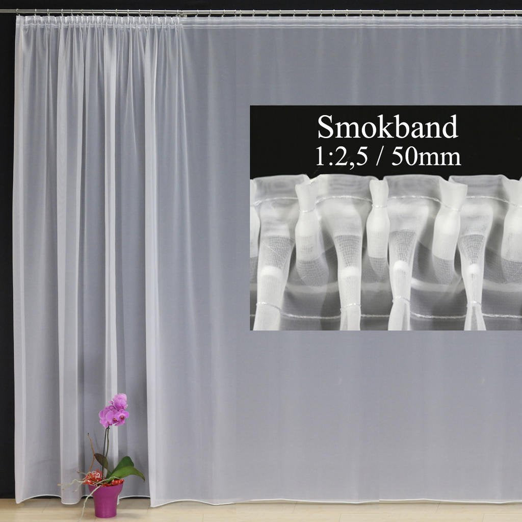 EASYHomefashion Fertiggardine nach Mass Voile Store weiss, massgefertigt, halbtransparent mit SMOKBA