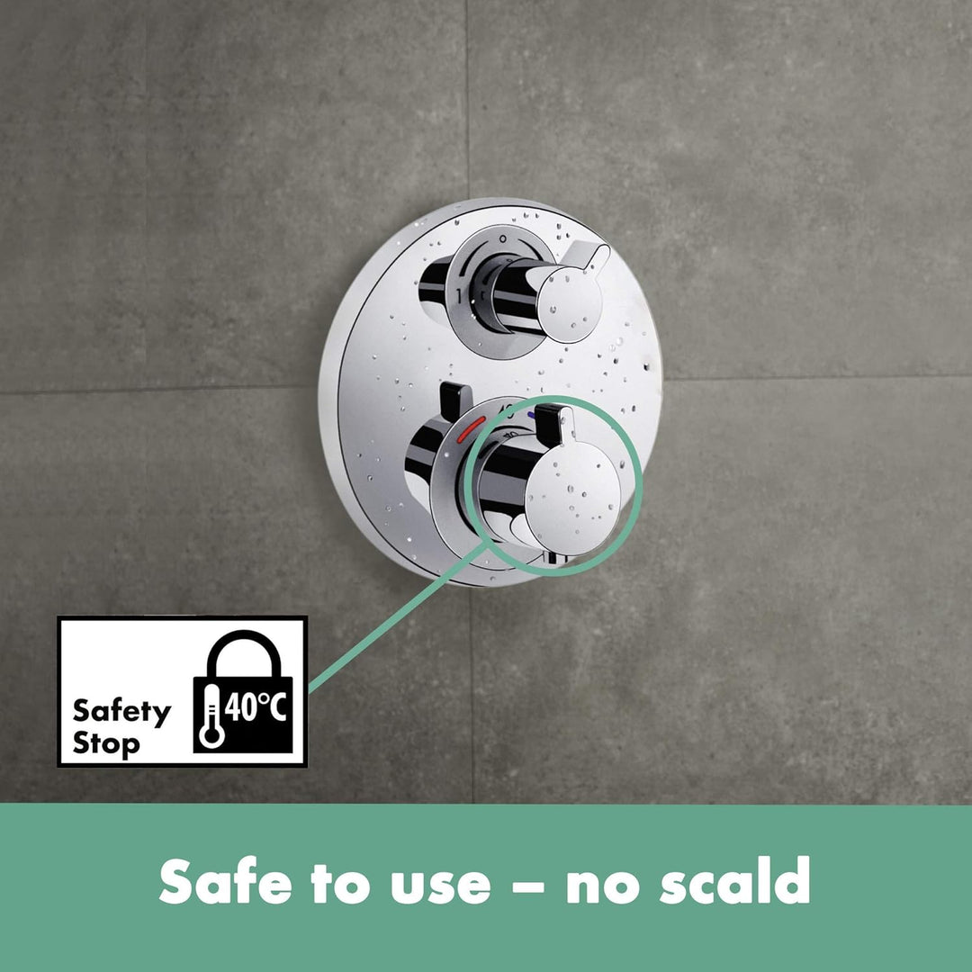hansgrohe Ecostat S - Thermostat Unterputz, Armatur mit Sicherheitssperre (SafetyStop) bei 40° C, ec