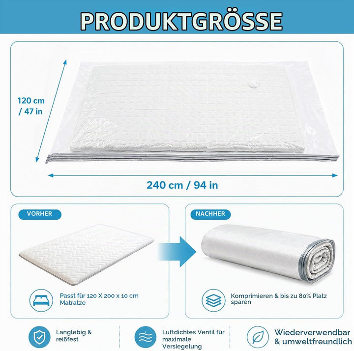 Extra grosse Vakuum-Aufbewahrungsbeutel, wasserdicht, verschliessbar, Vakuumversiegelung, Matratzent