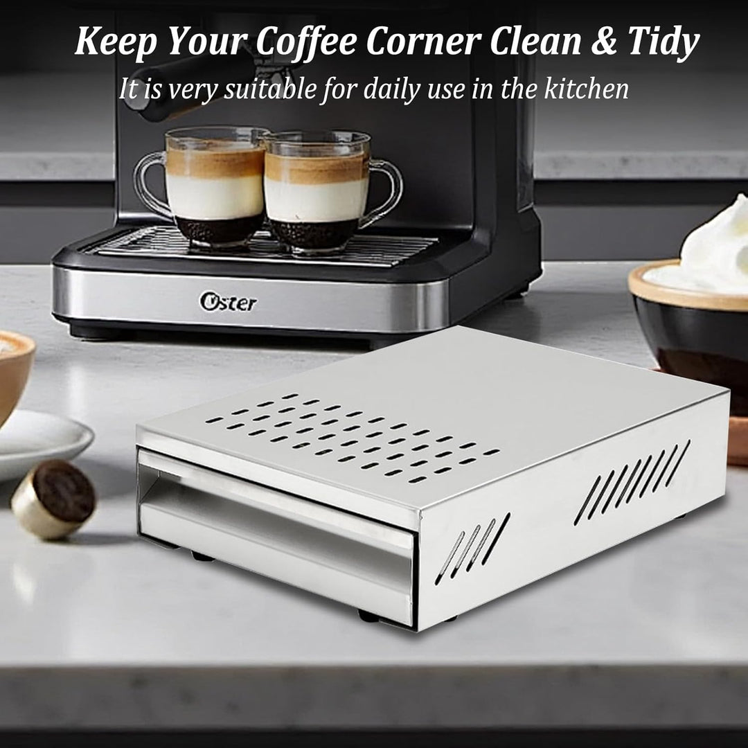 Kaffeesatz Abschlagbehälter, Sudschublade für Kaffeesatz, 36 x 28 x 10 cm Kaffee Abklopfbehälter, Su