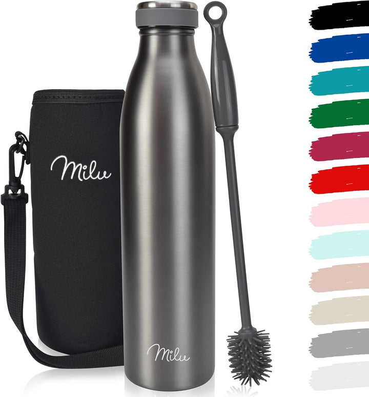Milu Edelstahl Trinkflasche 350ml 500ml 750ml 1L 1,5L Thermosflasche, Isolierte Wasserflasche, Ausla