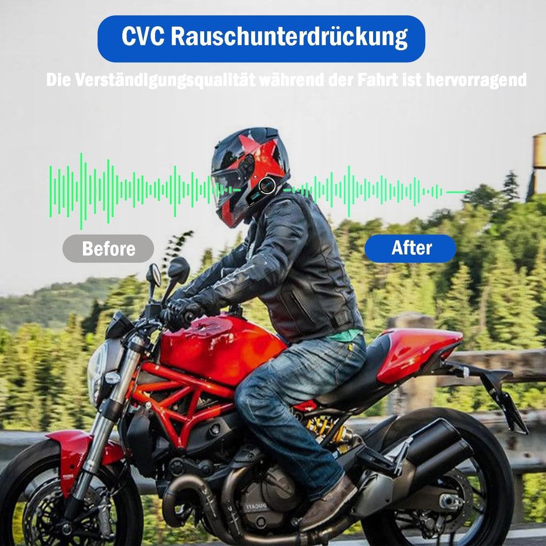 Fodsports FX6S Motorrad Intercom mit LCD Bildschirm Motorrad Bluetooth Headset für bis zu 6 Motorräd