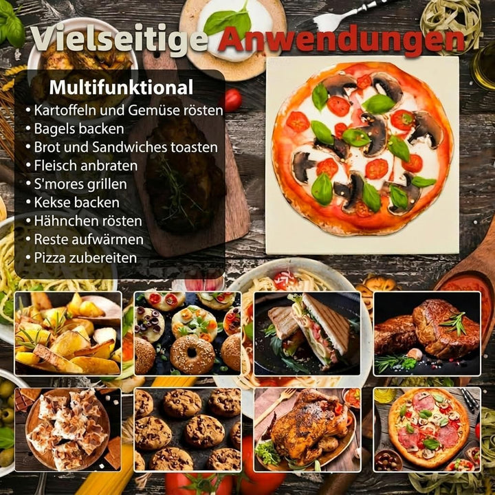 Pizzastein 35.2 x 35.2 cm aus Cordierit, 12 mm – XXL Pizzastein für Backofen, Grill &amp; Pizzaofen, hit
