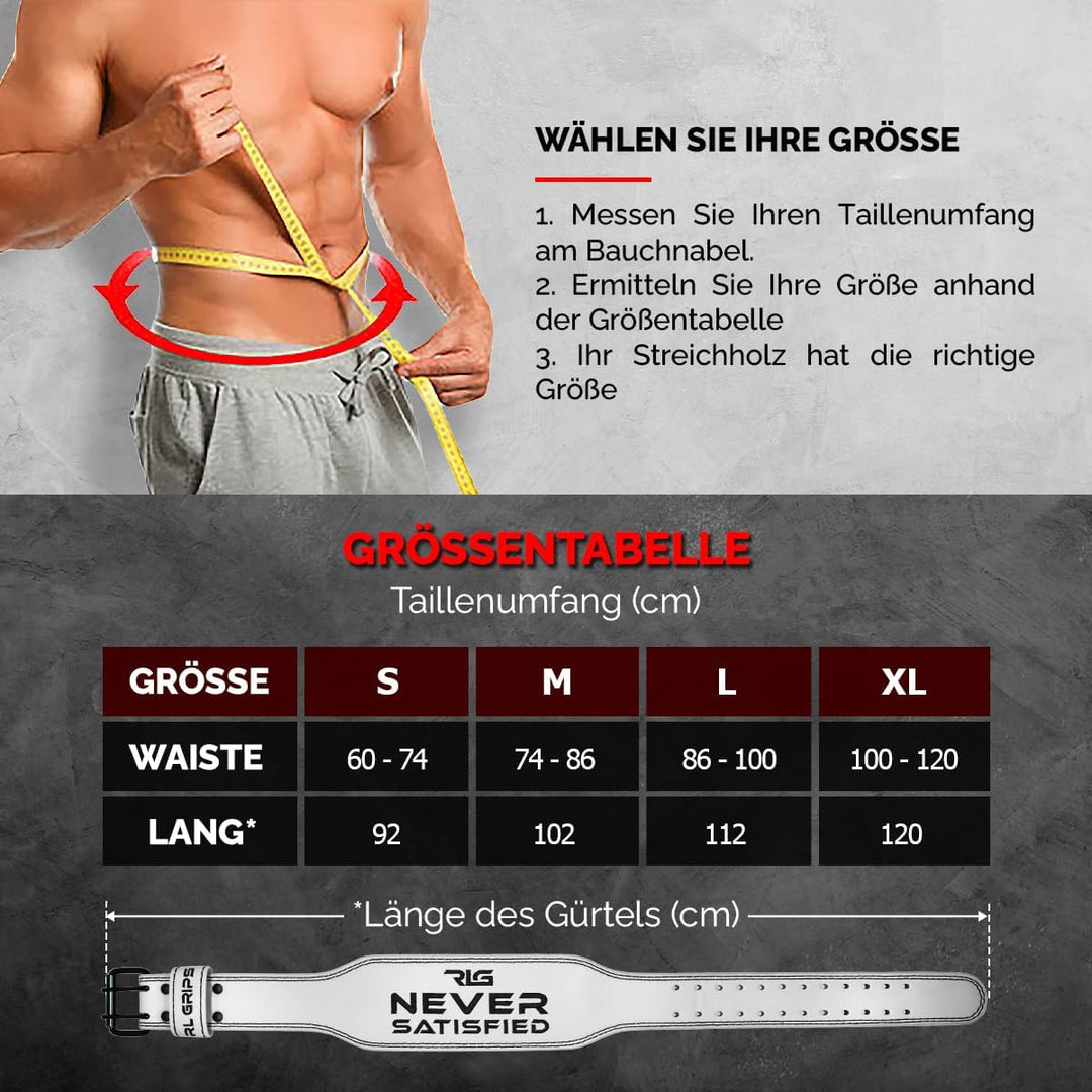 RL Grips - Ledergürtel für Gewichtheben – Lendenwirbelstütze für Muskeltraining – Powerlifting Gürte