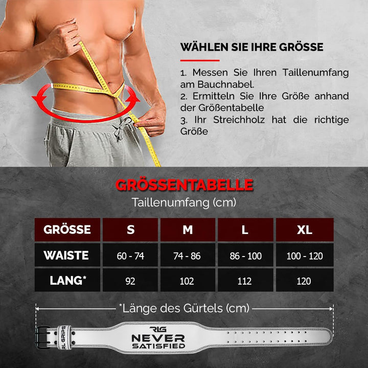 RL Grips - Ledergürtel für Gewichtheben – Lendenwirbelstütze für Muskeltraining – Powerlifting Gürte