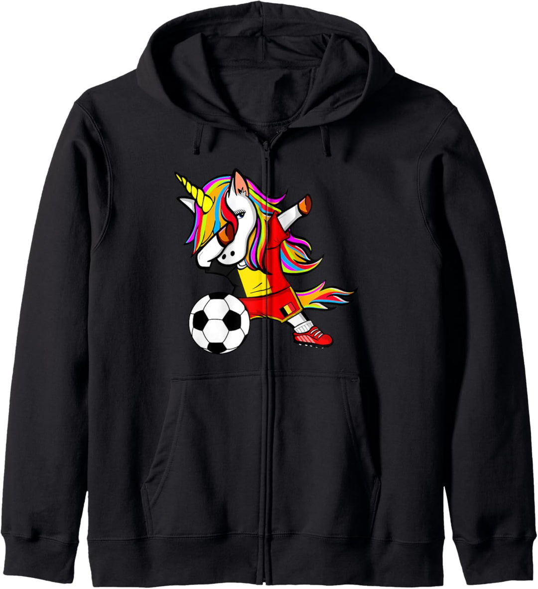 Dabbing Einhorn Unicorn Belgien Fussball - Belgische Flagge Kapuzenjacke