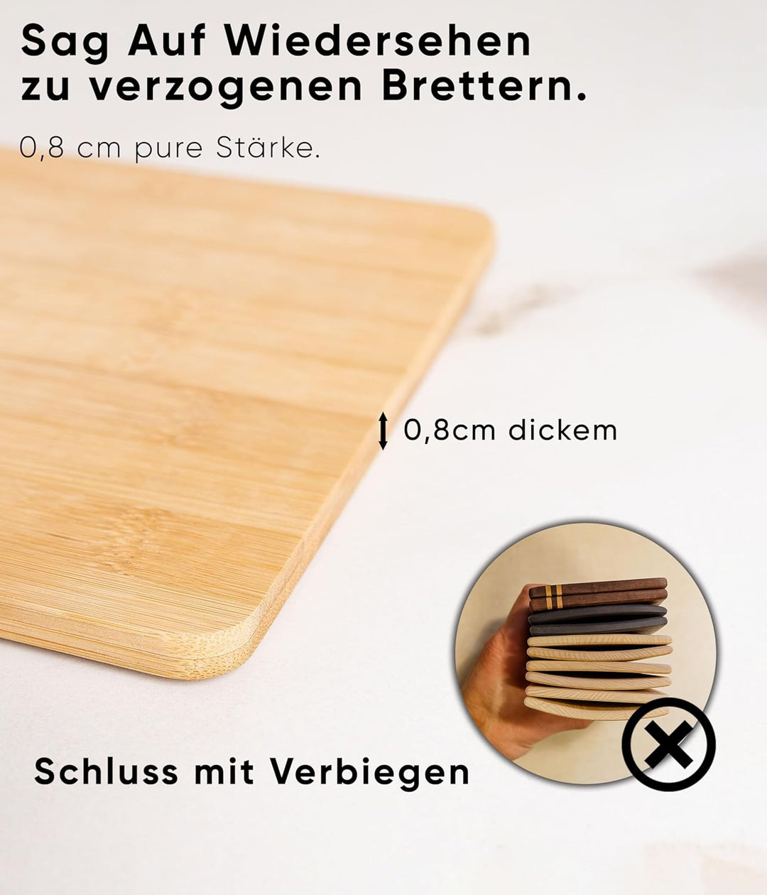 Deco haus Frühstücksbrettchen holz 6er set [0,8cm DICKE] - Schneidebrett holz Klein 23 x 17,5 cm - H