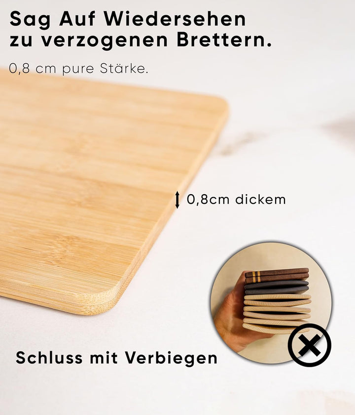Deco haus Frühstücksbrettchen holz 6er set [0,8cm DICKE] - Schneidebrett holz Klein 23 x 17,5 cm - H
