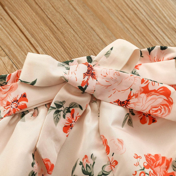 Geagodelia 3tlg Baby Kleidung Outfit Mädchen Babykleidung Set Kurzarm Body Strampler + Blumen Shorts
