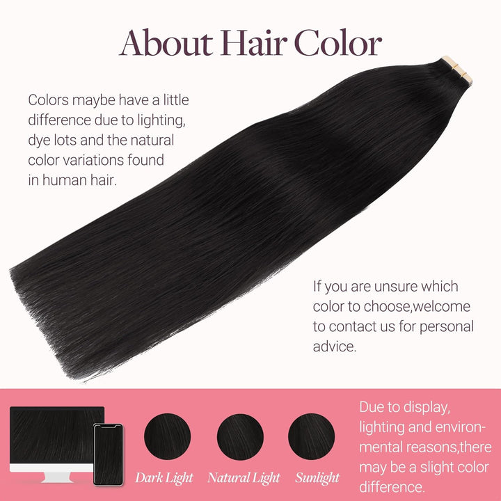 GOO GOO Tape in Extensions Echthaar, Tape Extensions Echthaar, 35cm 25g 10pcs, Extensions Echthaar,