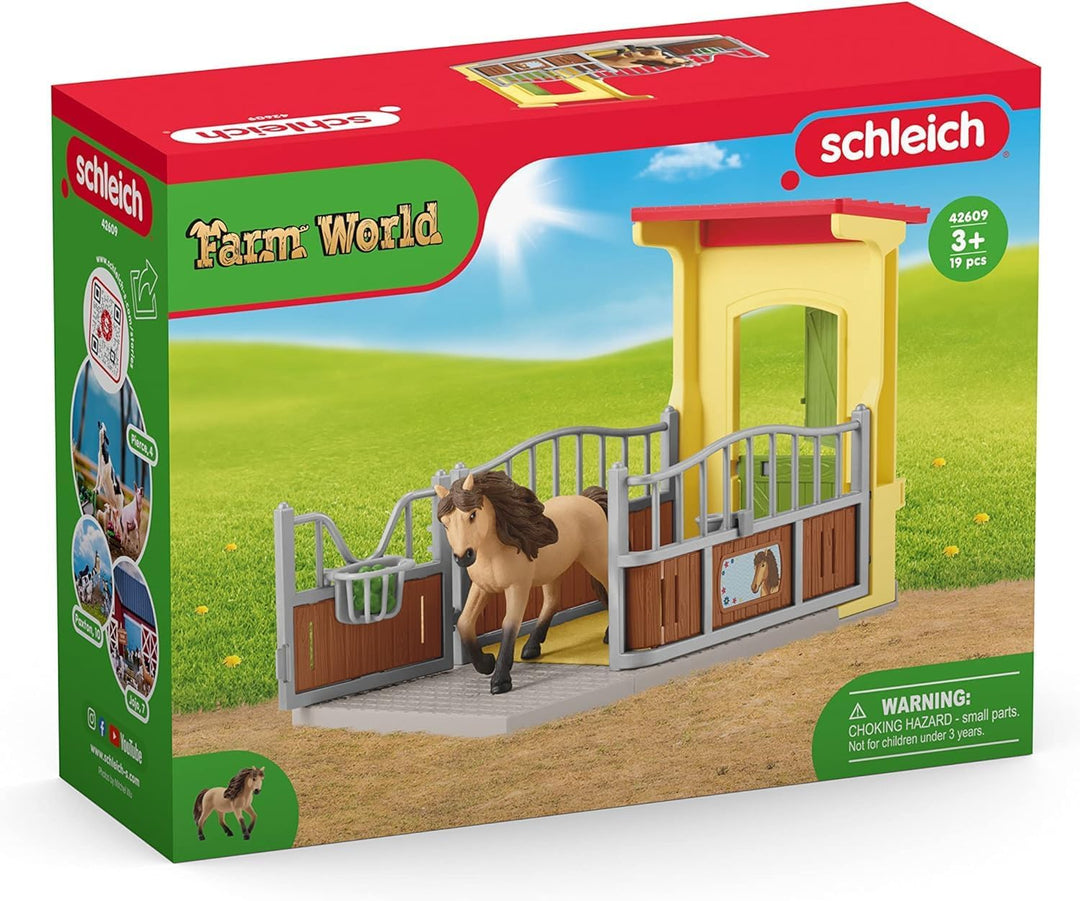 schleich 42609 Ponybox mit Islandpferd Hengst, ab 3 Jahren, FARM WORLD - Spielset, 4 Teile