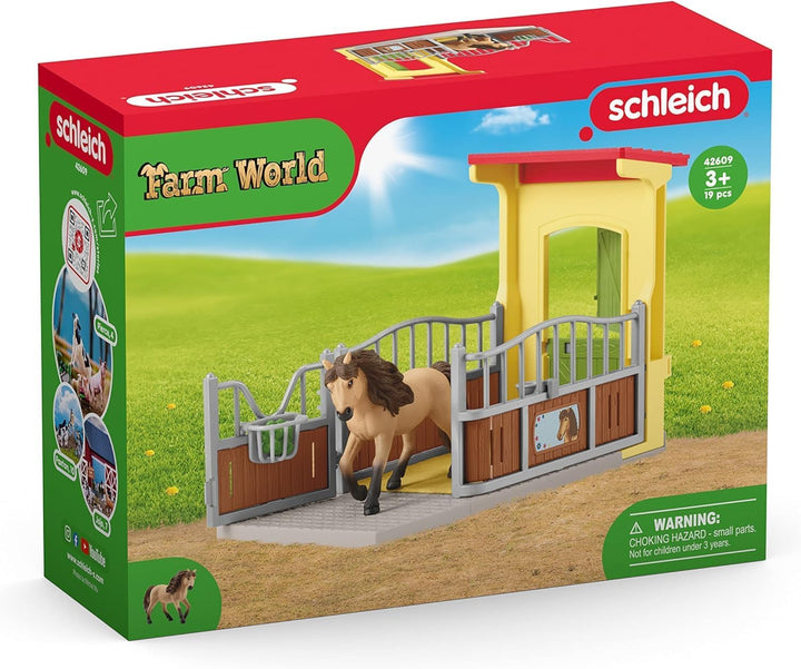 schleich 42609 Ponybox mit Islandpferd Hengst, ab 3 Jahren, FARM WORLD - Spielset, 4 Teile