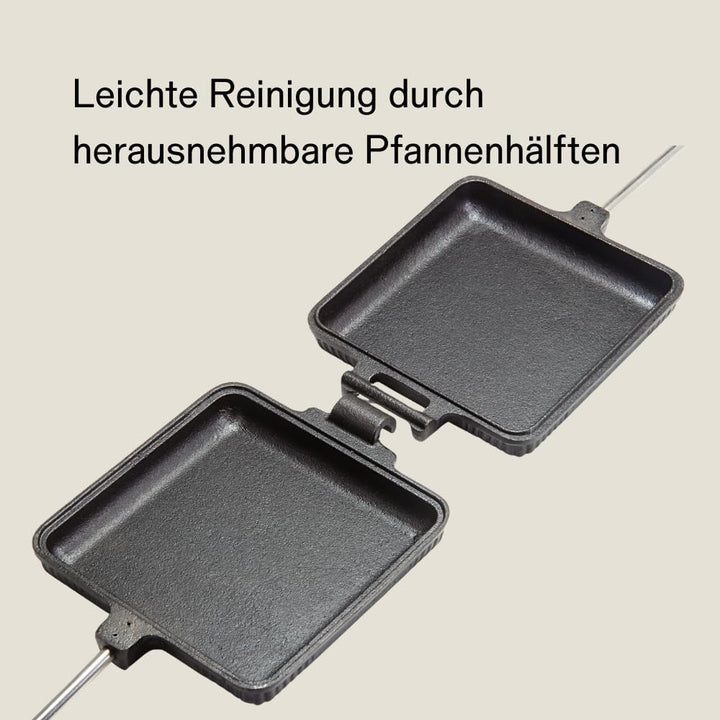 Petromax Sandwicheisen aus Gusseisen | mit langem Stiel für Gas oder Holzkohlegrills | im Feuer, auf