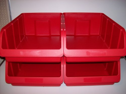4 Stapelboxen Sichtboxen Lagerboxen Gr. 5 rot 315x460x185 mm von "hünersdorff"