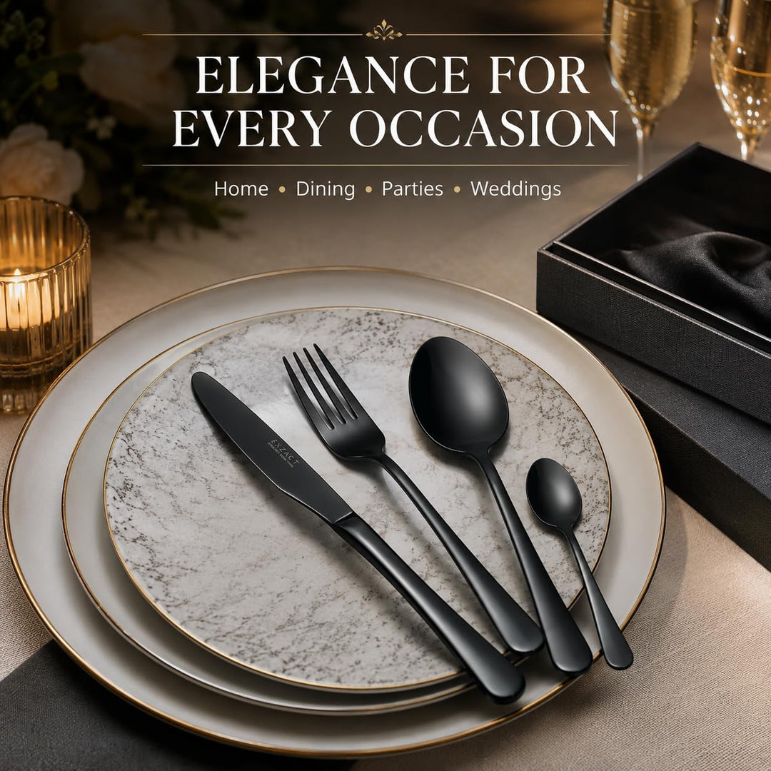 Exzact Premium 18/10 Edelstahl Besteck 16 PCS Set - 4 x Gabeln, 4 x Dinner Messer, 4 x Dinner Esslöf