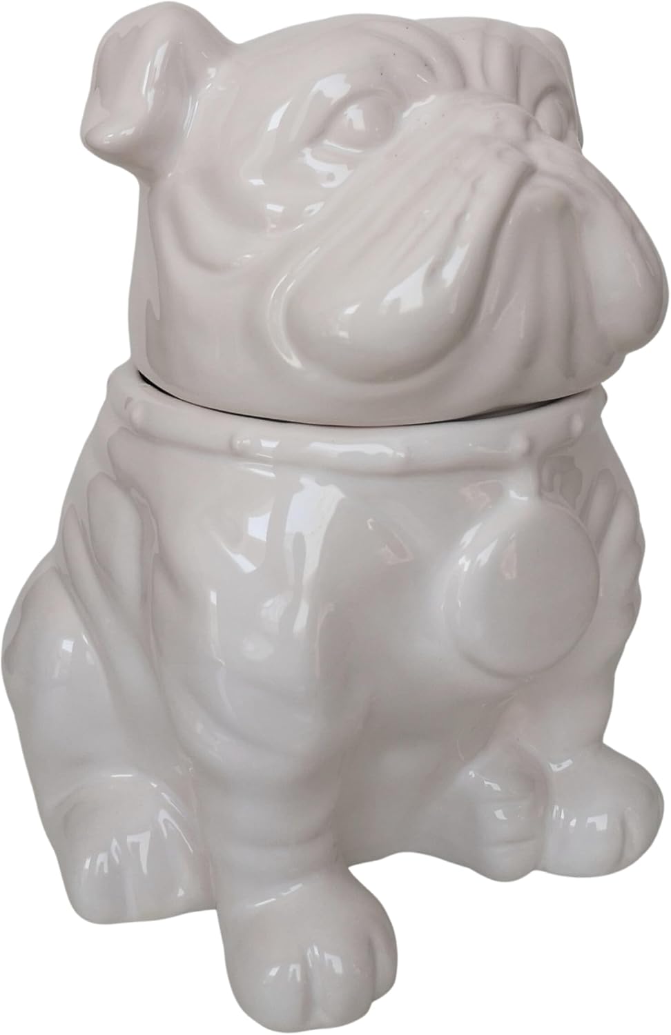 Deko Figur Keksdose Hund Englische Bulldogge weiss Keramik Old English Bulldog