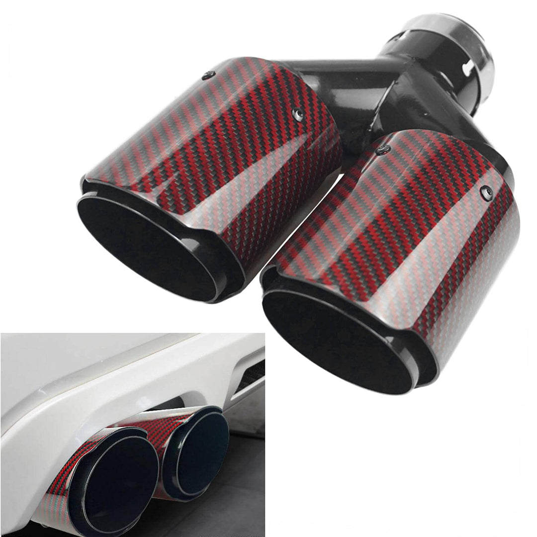 Krtopo 63mm Doppelschalldämpfer Spitze Carbon Auto Auspuffrohr Heckspitze Heckspitze Einlass 2,5" Au