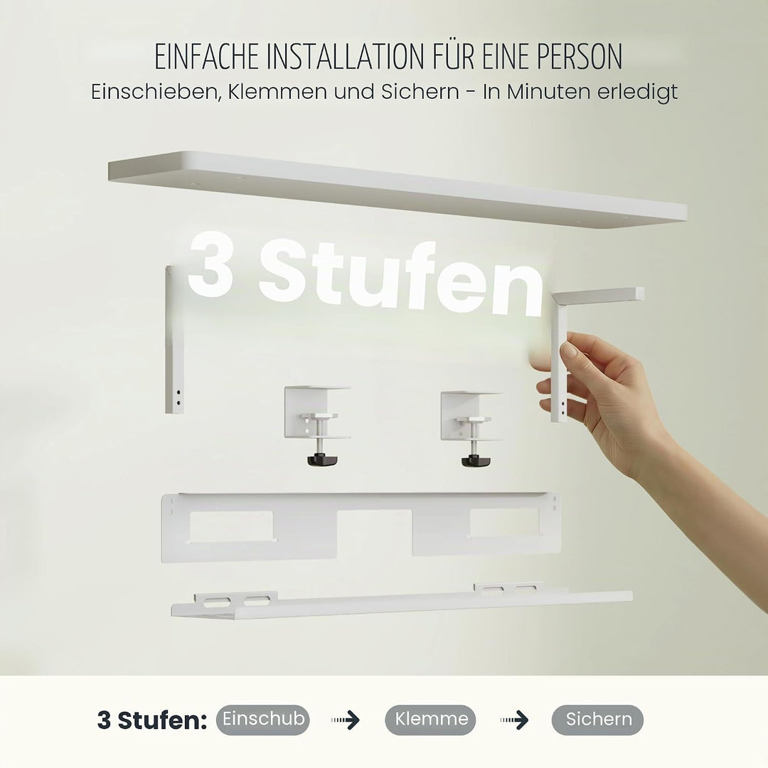 FlexiSpot Monitorerhöhung mit Kabelmanagement, Schreibtisch Aufsatz, klemmbare Schreibtischablage, S