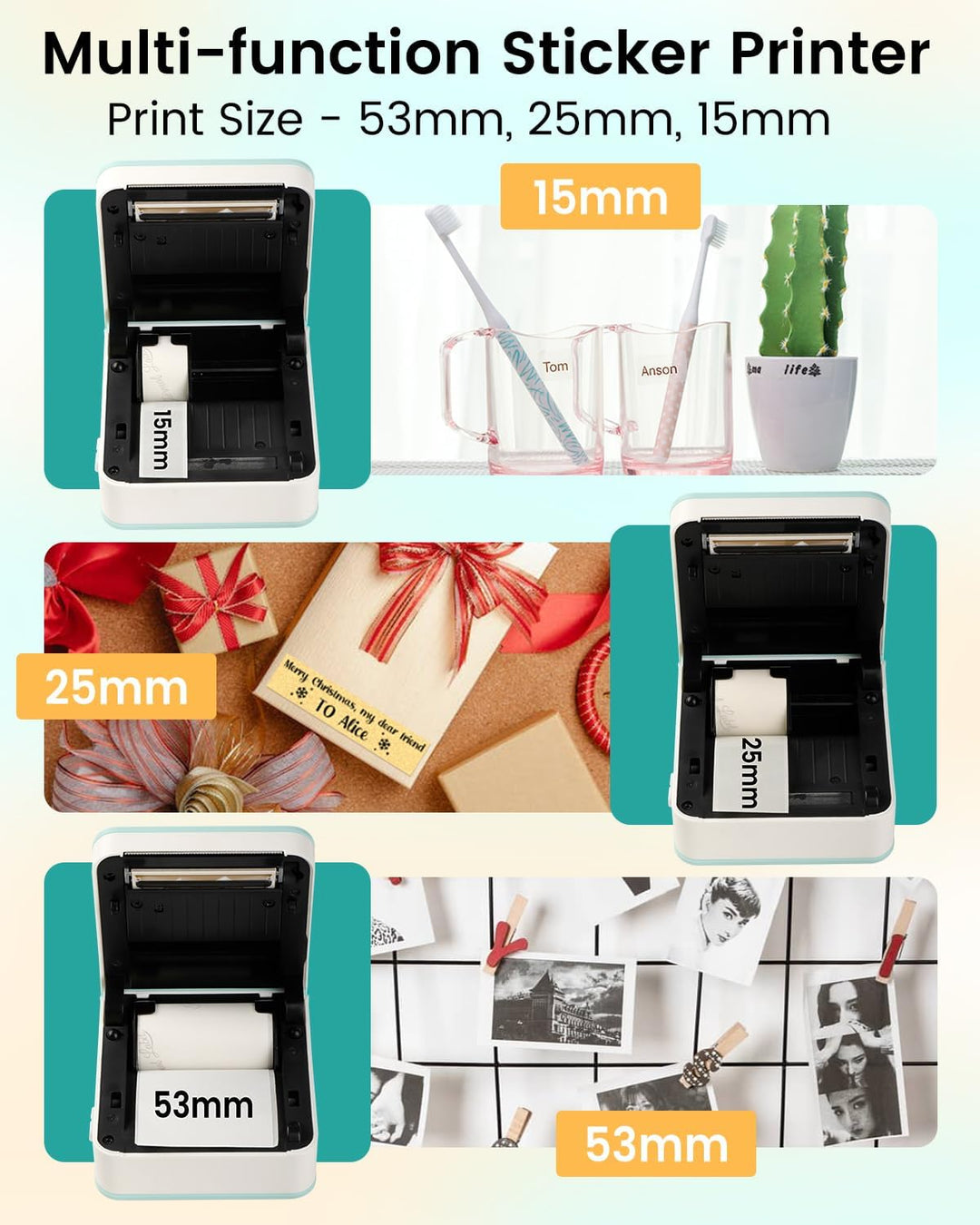 Phomemo M02 Pro 300 DPI Mini Drucker für Smartphone,Taschendrucker Bluetooth Etikettendrucker mit 3