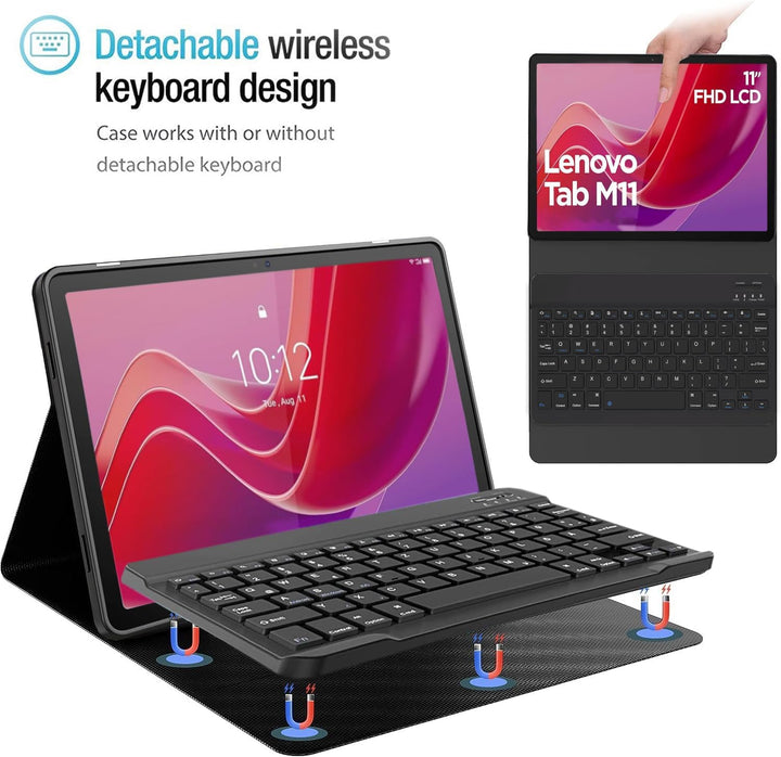 APASILU Tastatur Hülle für Lenovo Tab M11 11 Zoll TB330FU/TB330XU 2024, Slim Schutzhülle mit Magneti