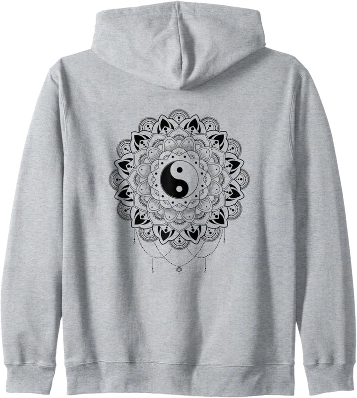 Zen Yin Yang Mandala Meditation Grafik mit baumelnden Halskette Kapuzenjacke