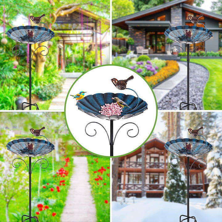 2-in-1 Vogeltränke & Futterstation - Frostsicher Mit 26 cm Schale, 83 cm Ständer, Futterspender für