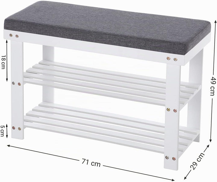 SONGMICS Schuhbank aus Bambus, Schuhregal mit 2 Ebenen, stabil, für Eingangsbereich, Wohnzimmer, Tra