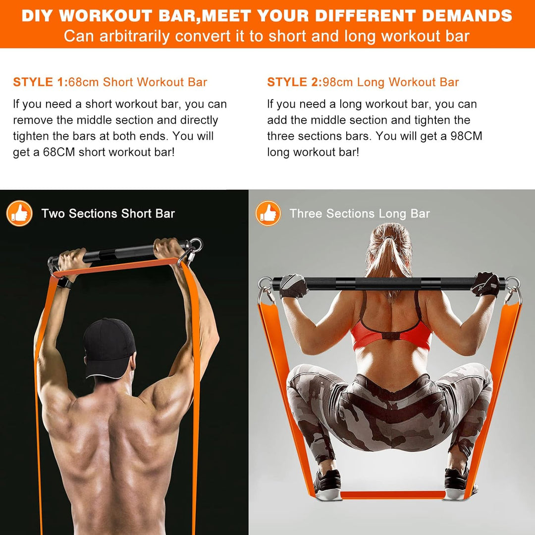 DASKING Fitnessbänder Widerstandsbänder Stange, Fitnessgeräte für Zuhause, 75cm/90cm/98cm Abnehmbare