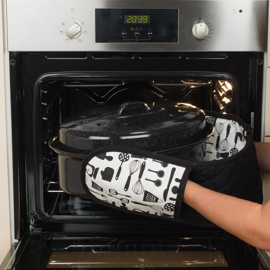 Russell Hobbs BW07215EU Ø 38 cm Glaskörper-Emaille tiefer Bräter/brattopf mit Deckel, spülmaschinenf