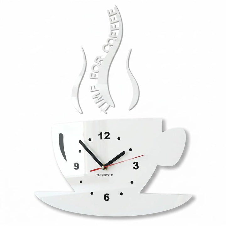 TASSE Time for coffee (Zeit für Kaffee) Moderne Küche Wanduhr weiss, 3d römisch, wanduhr deko, Weiss