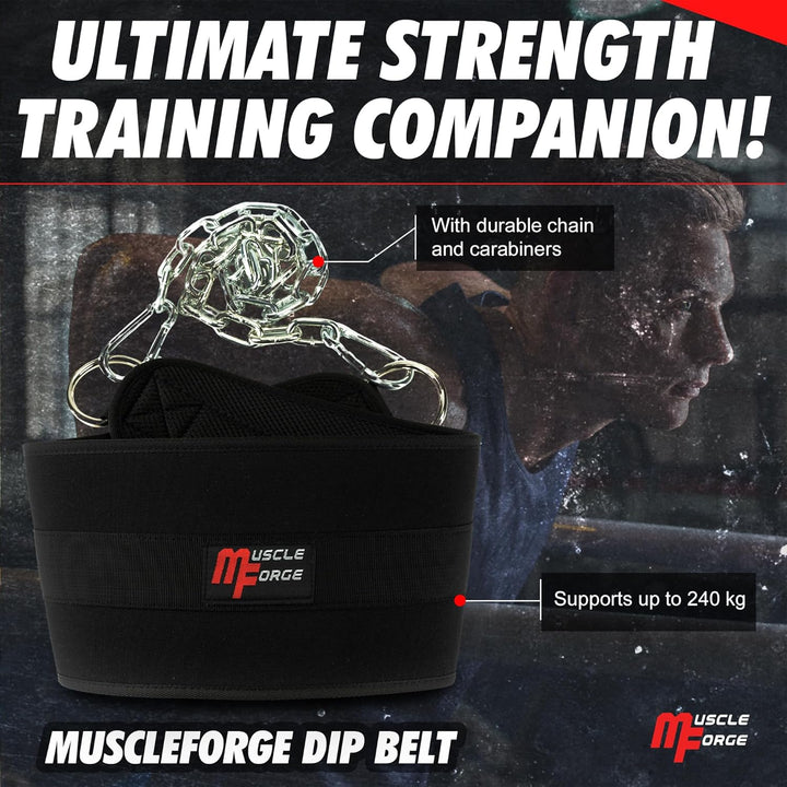 Dip Gürtel mit Kette 80cm Stahlkette für Klimmzüge & Dips | Robuster Gewichtsgürtel für Gym & Kraftt